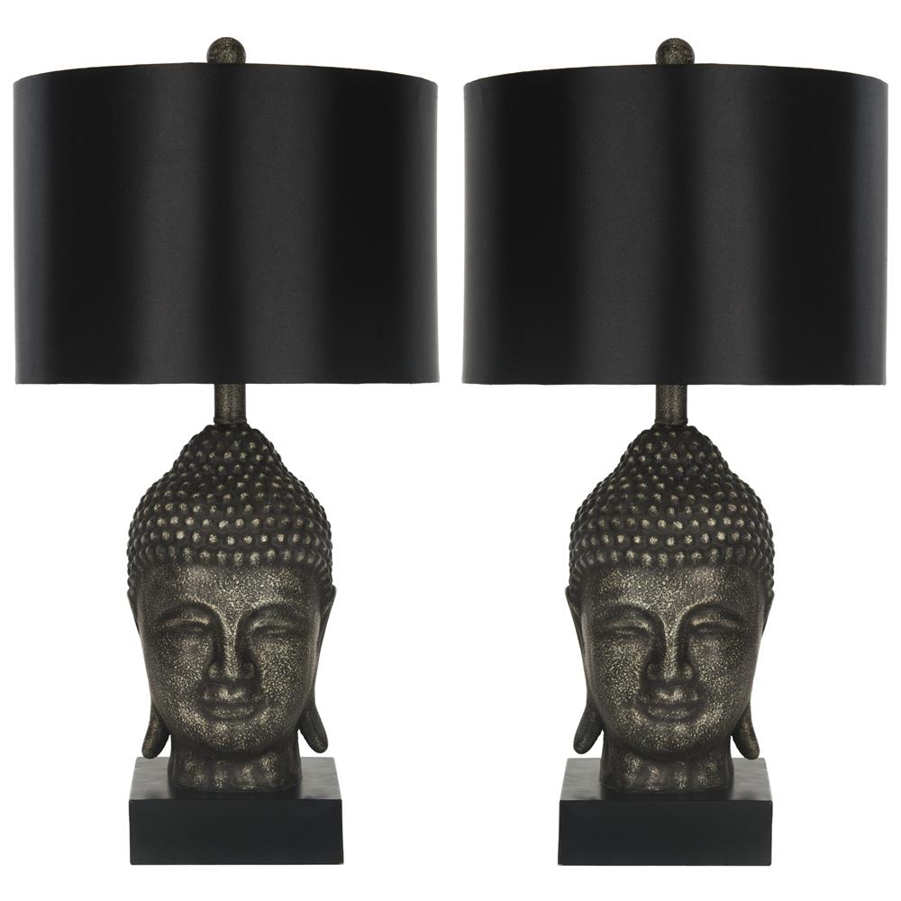 Safavieh LIT4070A GOLDEN BUDDHA BLACK NECK TABLE LAMP